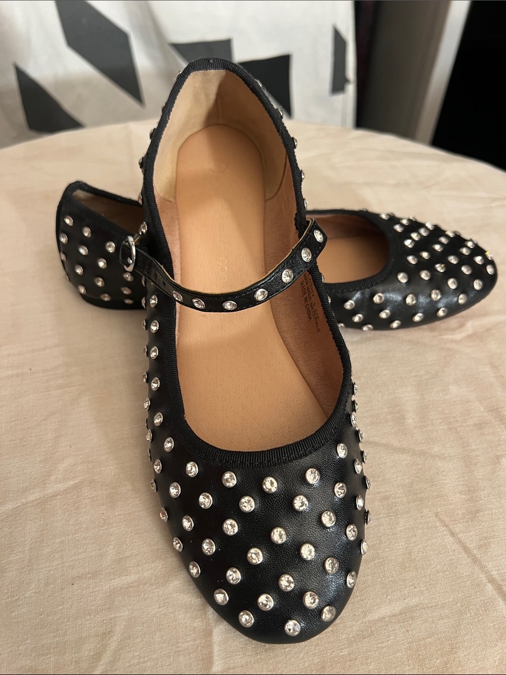 House of Harlow 1960 Black Studded Mary Jane Flats